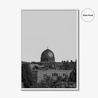 Jerusalem Skyline Black and White Fine Art Photo Print, Israel Wall Decor Poster