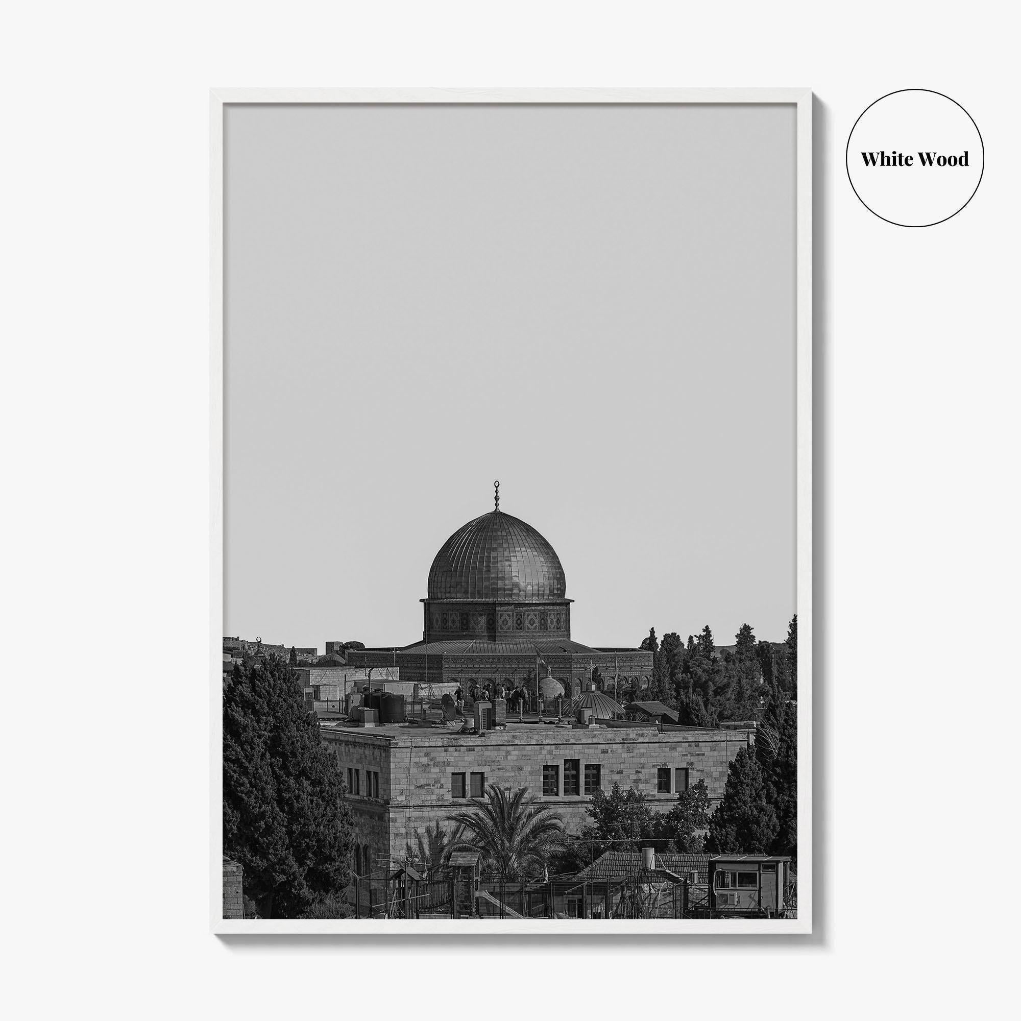 Jerusalem Skyline Black and White Fine Art Photo Print, Israel Wall Decor Poster