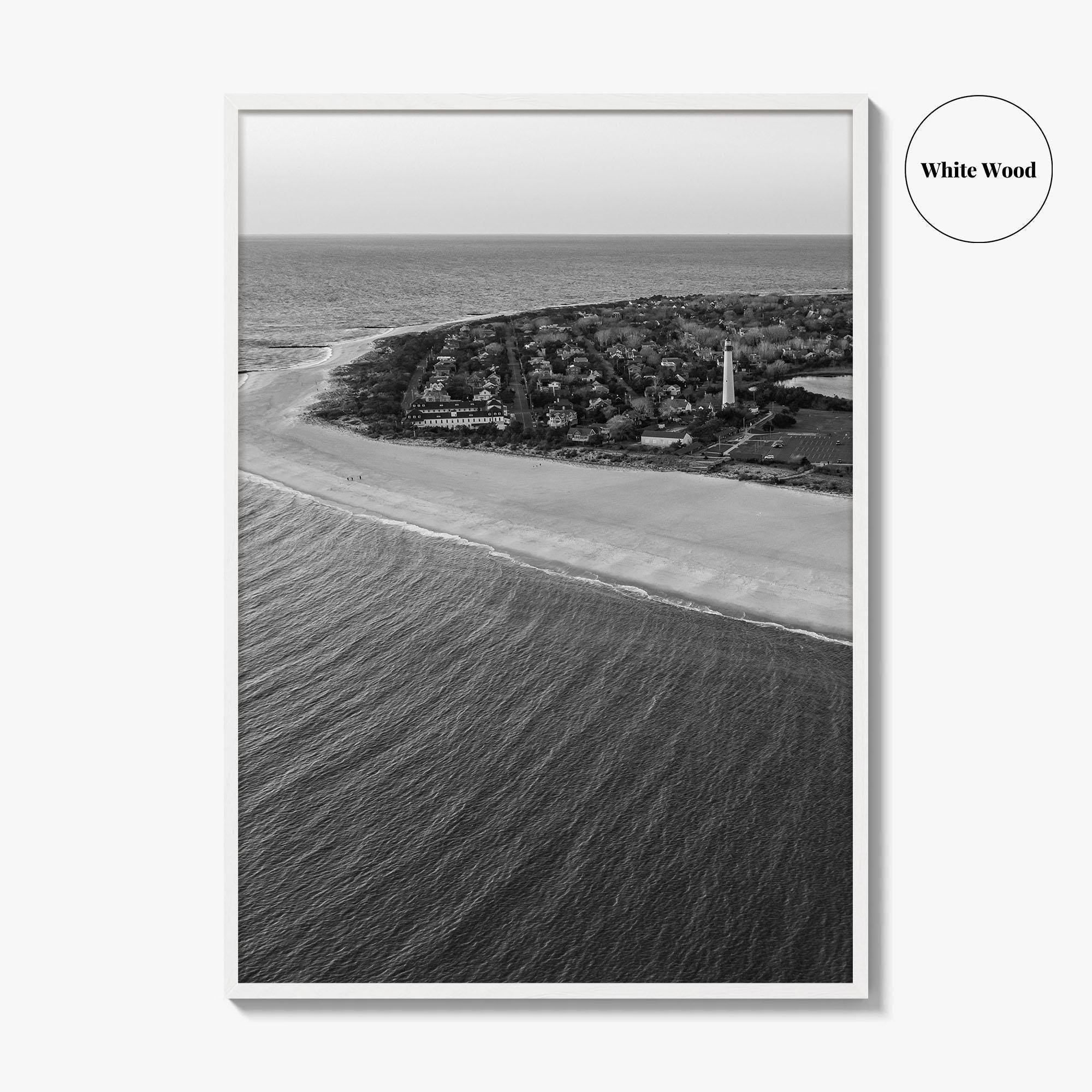Cape May Point Black and White Fine Art Photo Print, New Jersey, Aerial Poster