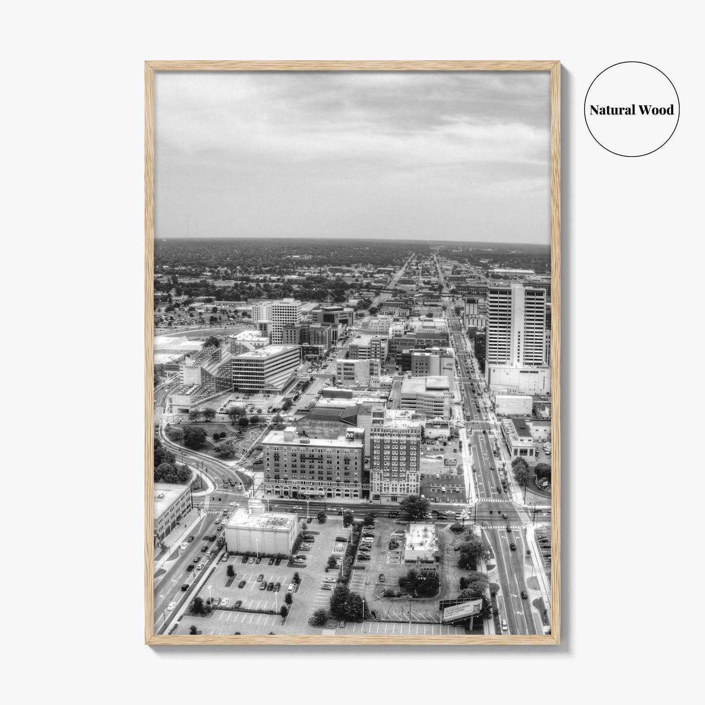 South Bend Skyline Black and White Fine Art Photo Print, Indiana Downtown Wall Poster