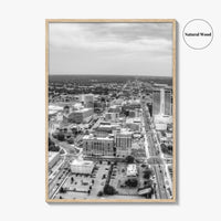 South Bend Skyline Black and White Fine Art Photo Print, Indiana Downtown Wall Poster