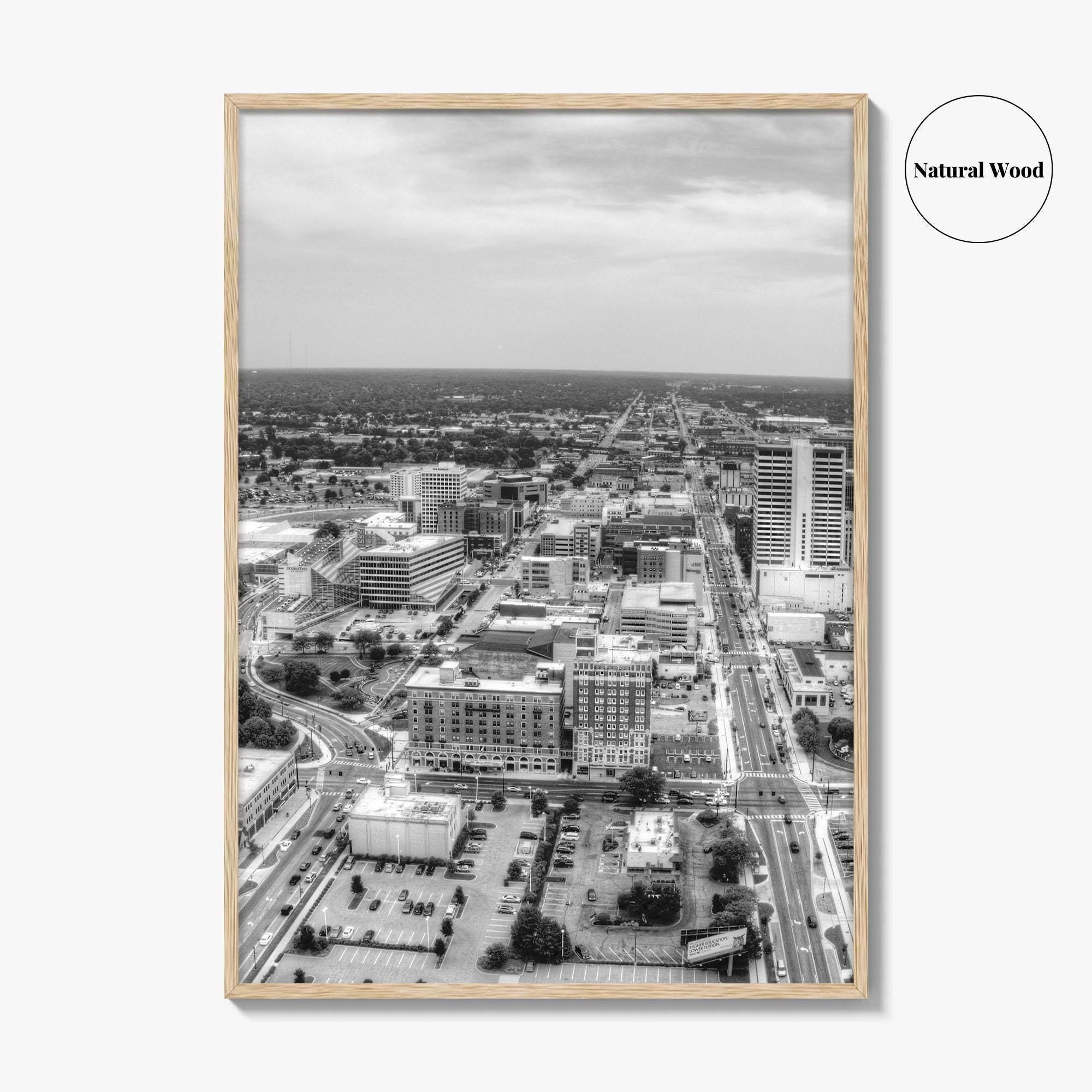 South Bend Skyline Black and White Fine Art Photo Print, Indiana Downtown Wall Poster