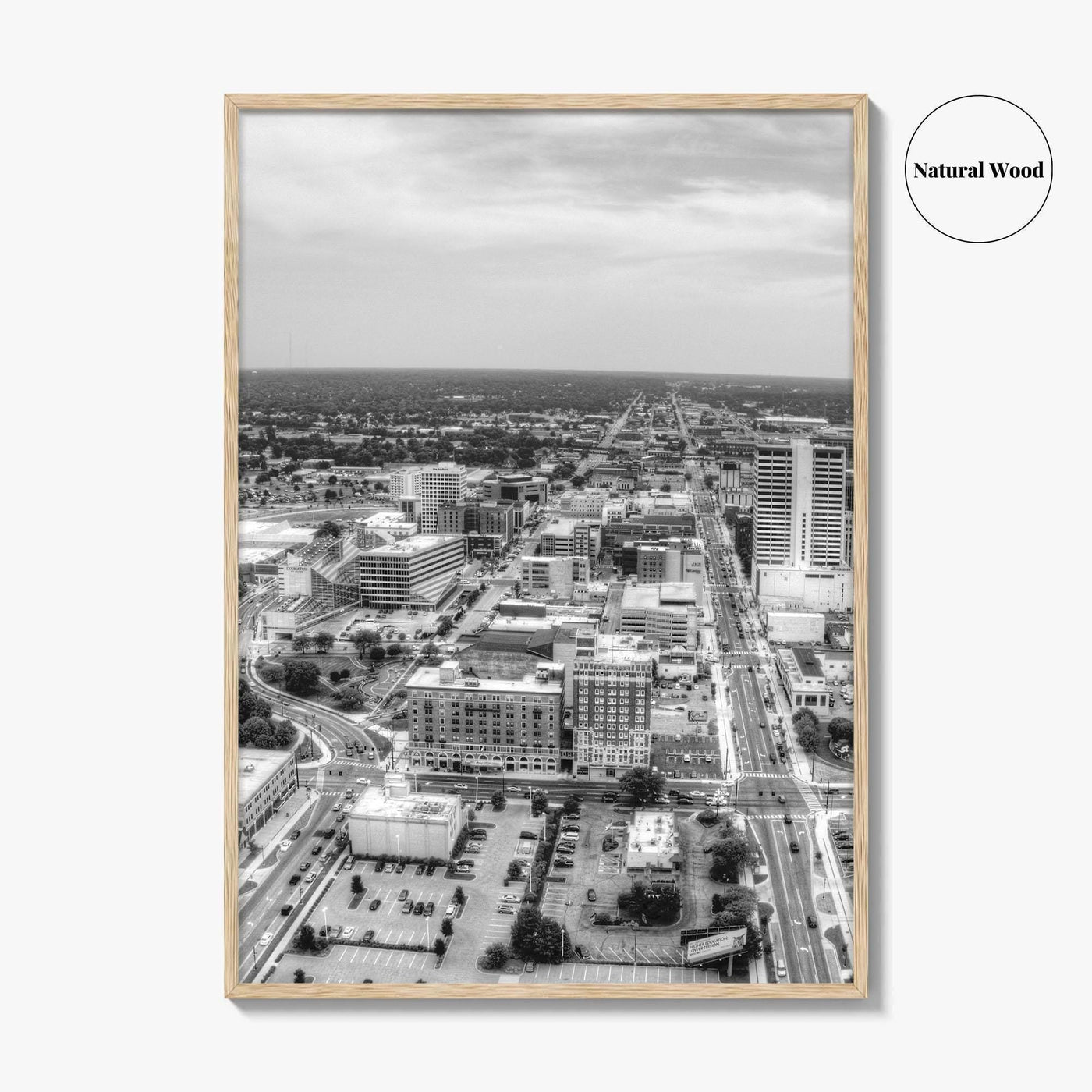 South Bend Skyline Black and White Fine Art Photo Print, Indiana Downtown Wall Poster