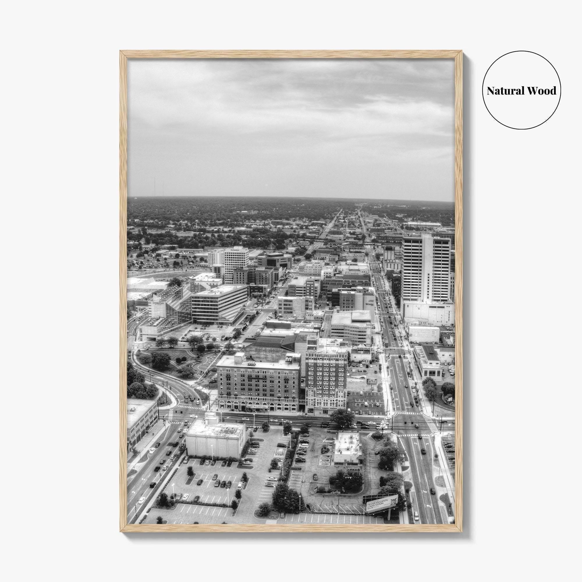 South Bend Skyline Black and White Fine Art Photo Print, Indiana Downtown Wall Poster