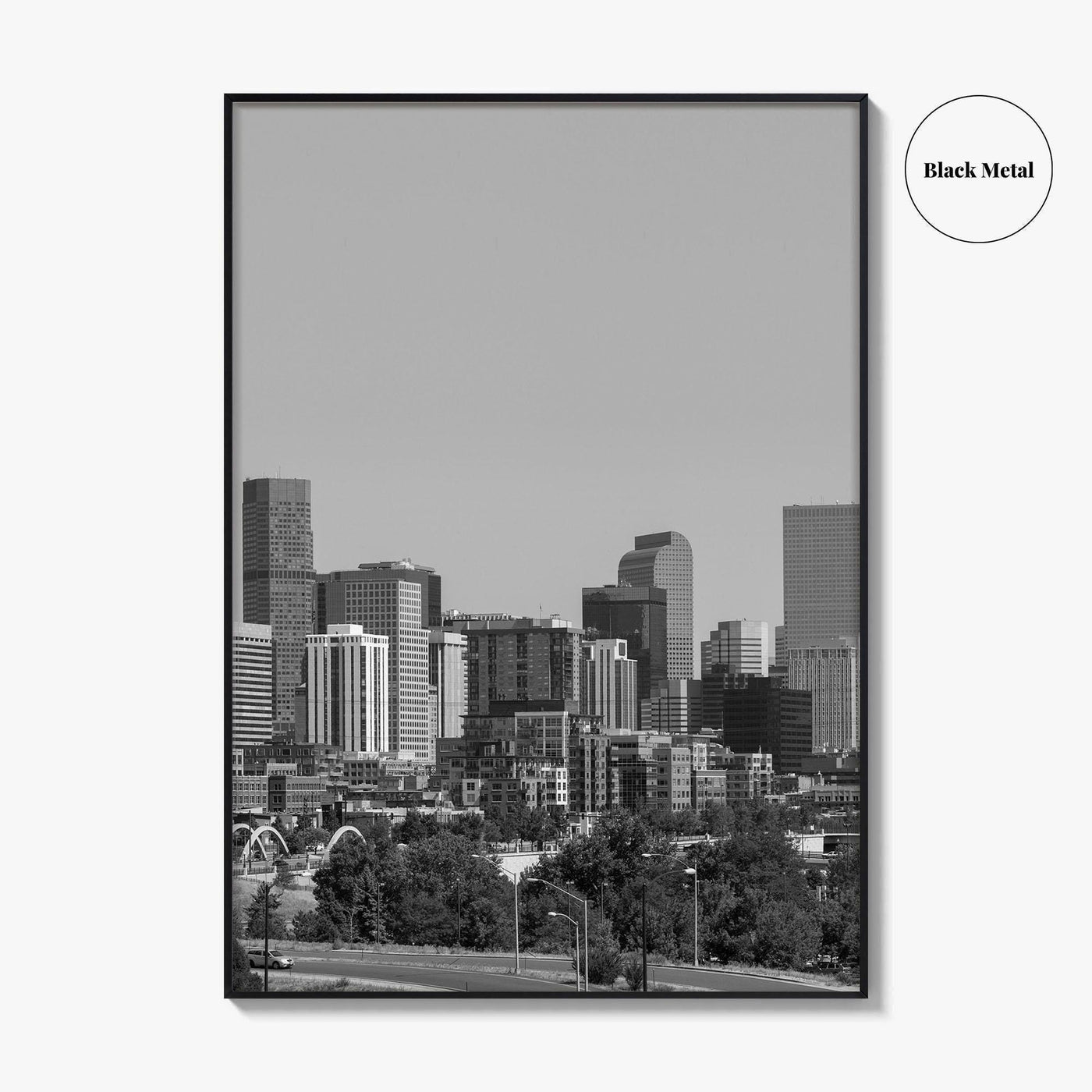 Denver Skyline Black and White Fine Art Photo Print, Panorama, Colorado Poster
