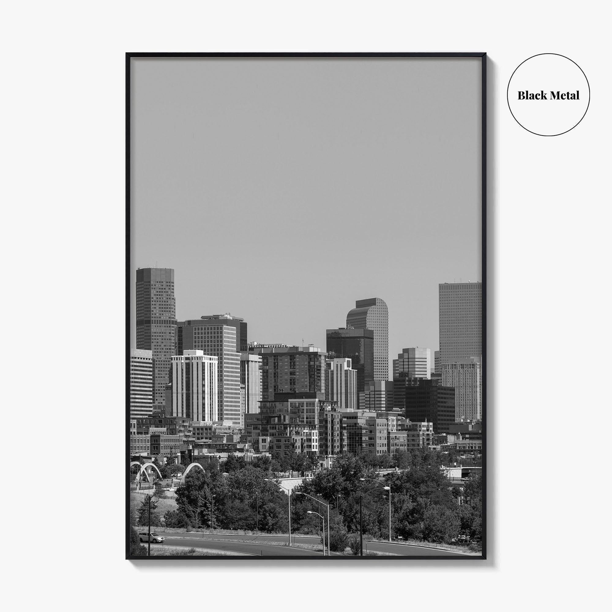 Denver Skyline Black and White Fine Art Photo Print, Panorama, Colorado Poster