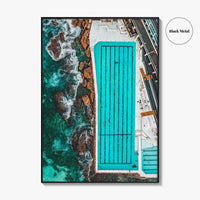 Bondi Beach Fine Art Photo Print, Icebergs Rockpool, Aerial Drone, Sydney NSW Australia Poster