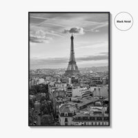 Paris Skyline Black and White Fine Art Photo Print, Eiffel Tower, France Poster
