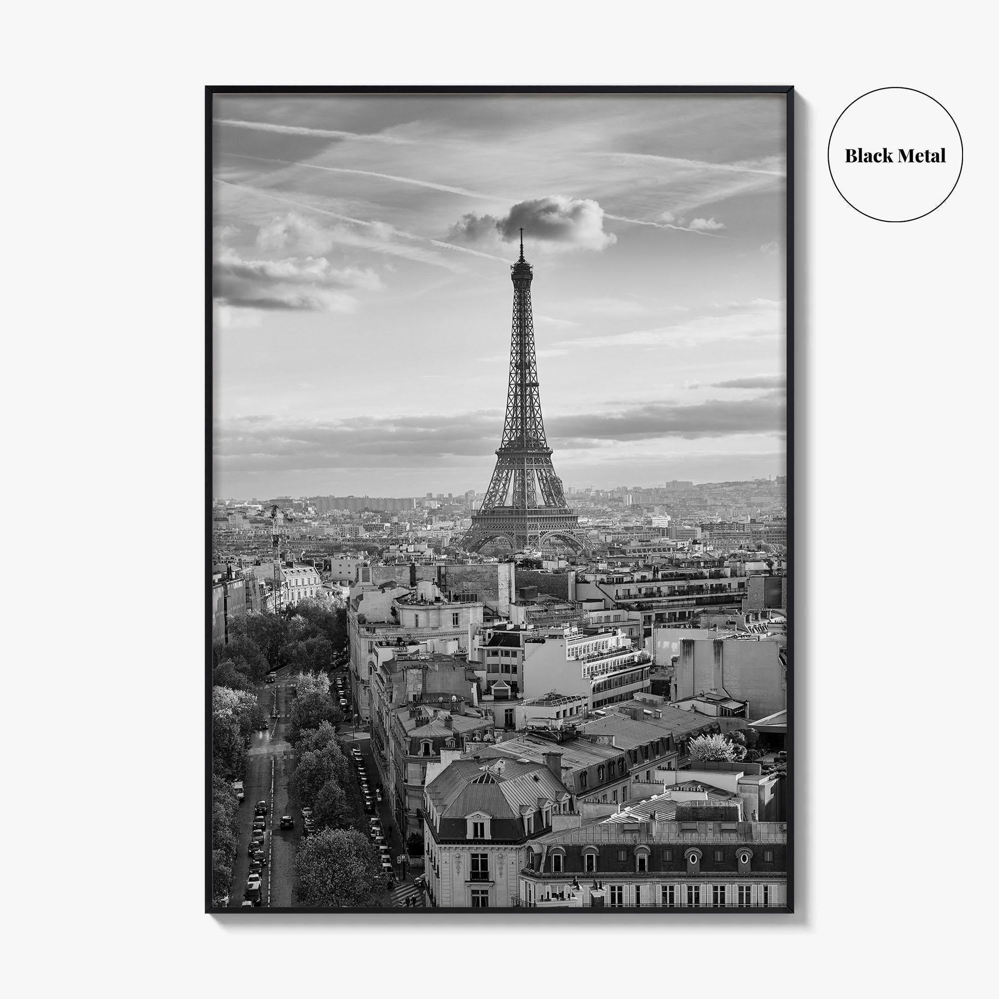 Paris Skyline Black and White Fine Art Photo Print, Eiffel Tower, France Poster