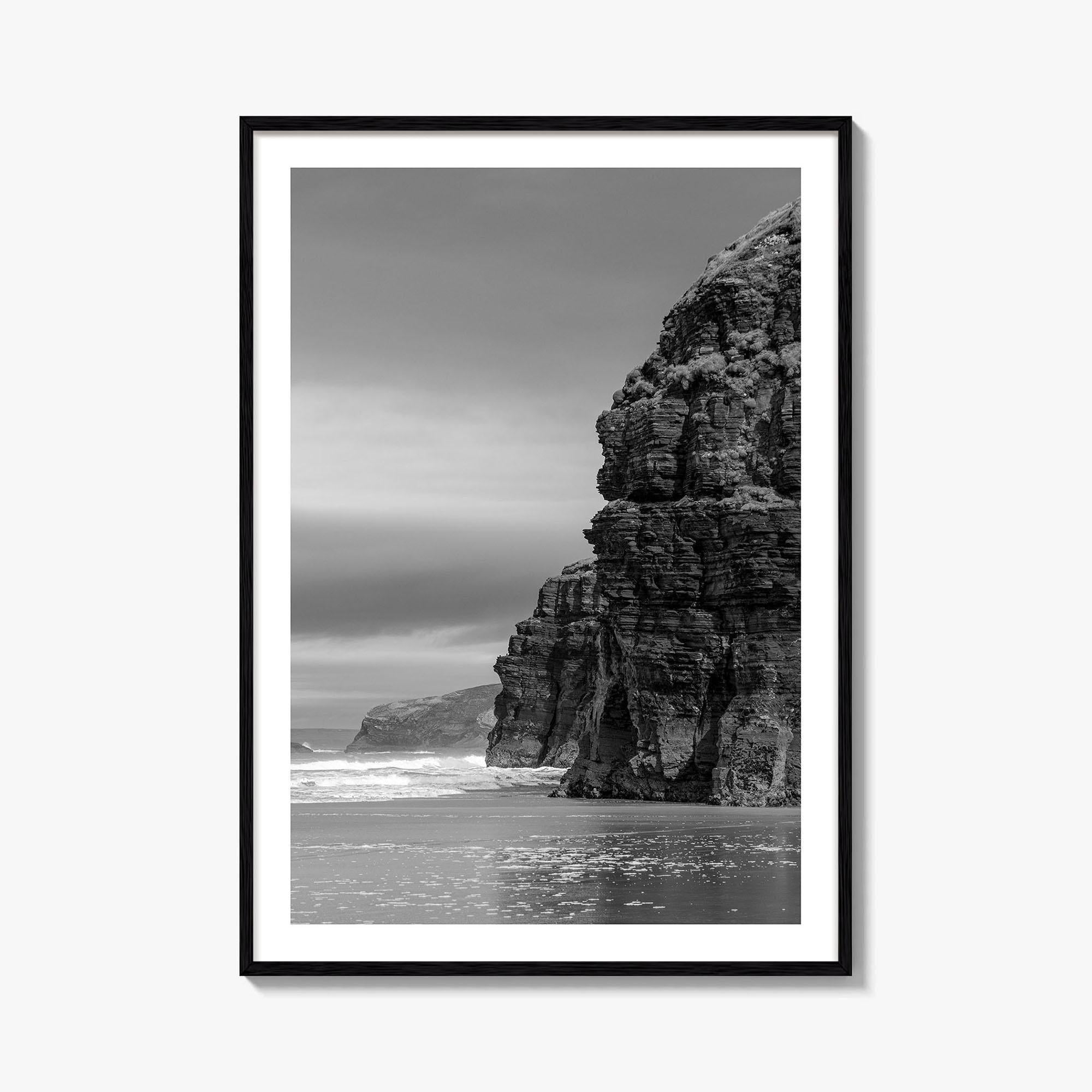 Ballybunion Beach Black and White Fine Art Photo Print, County Kerry Ireland, Cliffs Poster