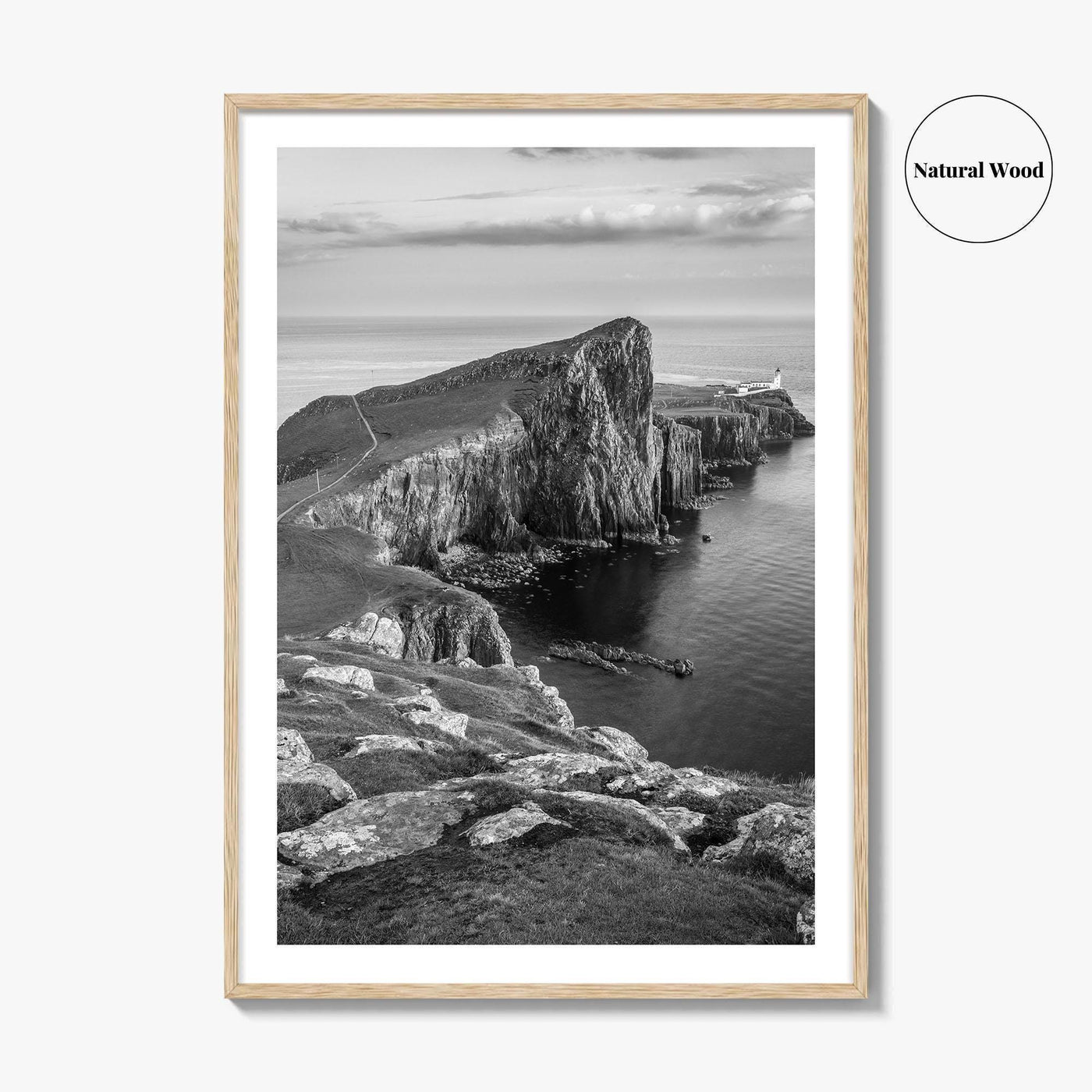 Neist Point Lighthouse Black and White Fine Art Photo Print, Isle of Skye Poster