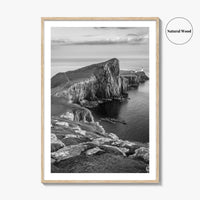 Neist Point Lighthouse Black and White Fine Art Photo Print, Isle of Skye Poster