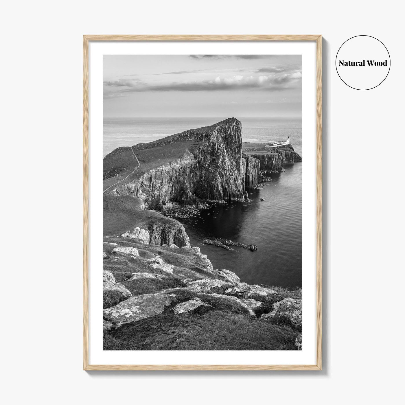 Neist Point Lighthouse Black and White Fine Art Photo Print, Isle of Skye Poster