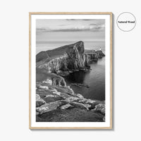 Neist Point Lighthouse Black and White Fine Art Photo Print, Isle of Skye Poster