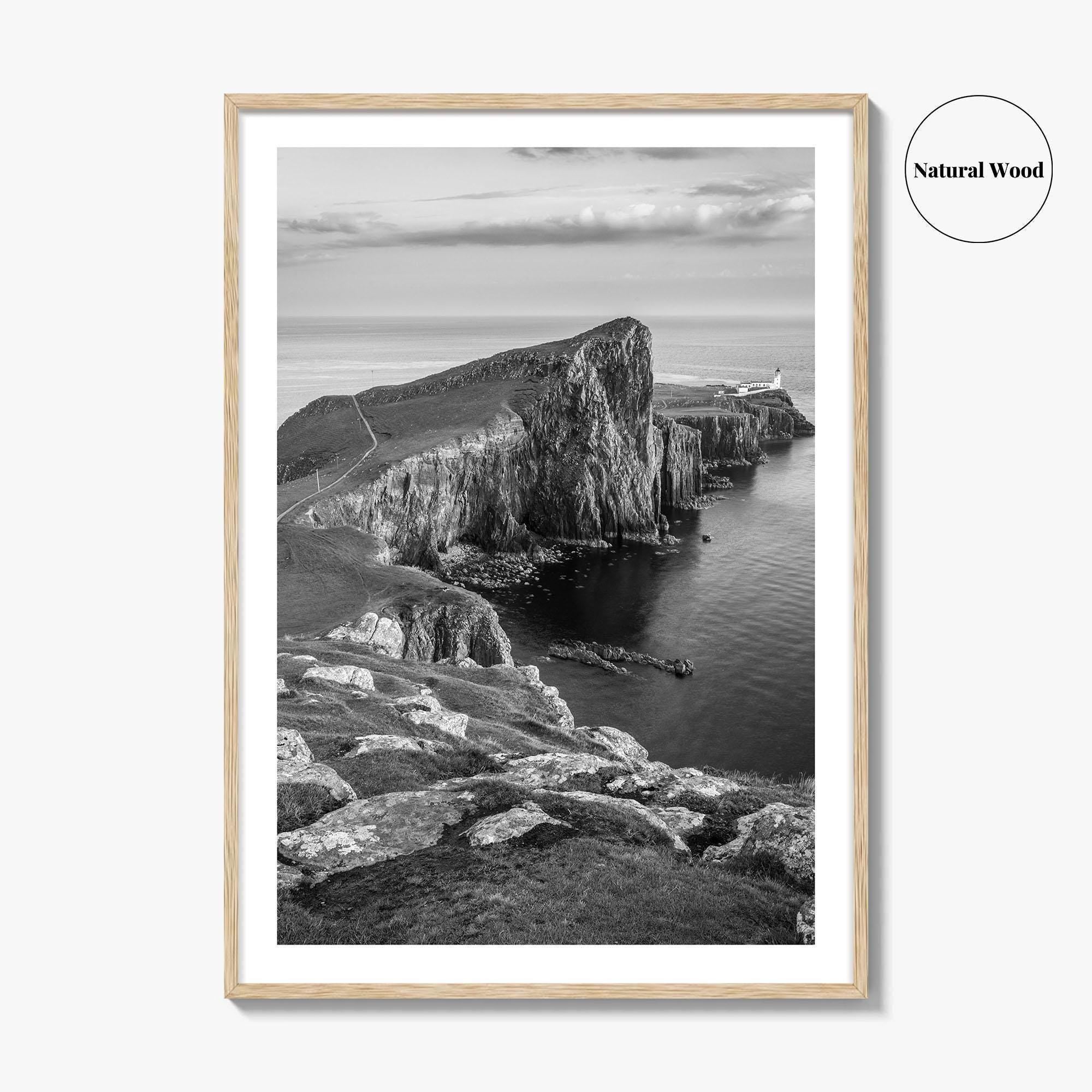 Neist Point Lighthouse Black and White Fine Art Photo Print, Isle of Skye Poster