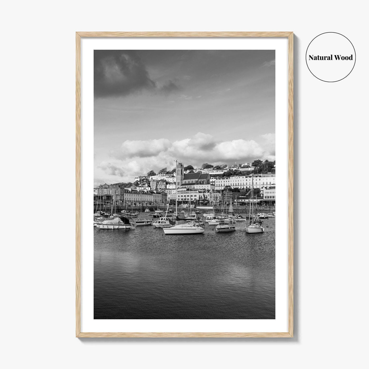 Torquay Black and White Fine Art Photo Print, Inner Harbour Devon England Torbay Poster