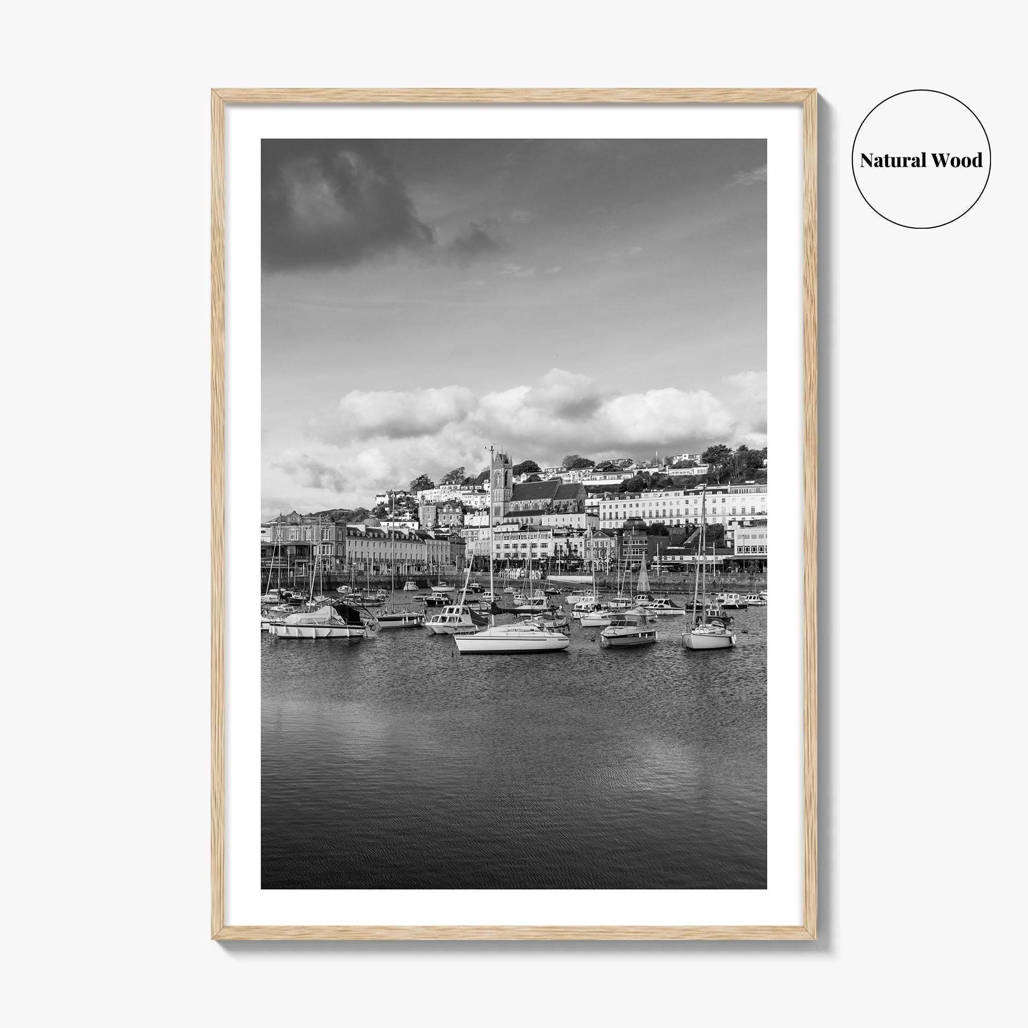 Torquay Black and White Fine Art Photo Print, Inner Harbour Devon England Torbay Poster