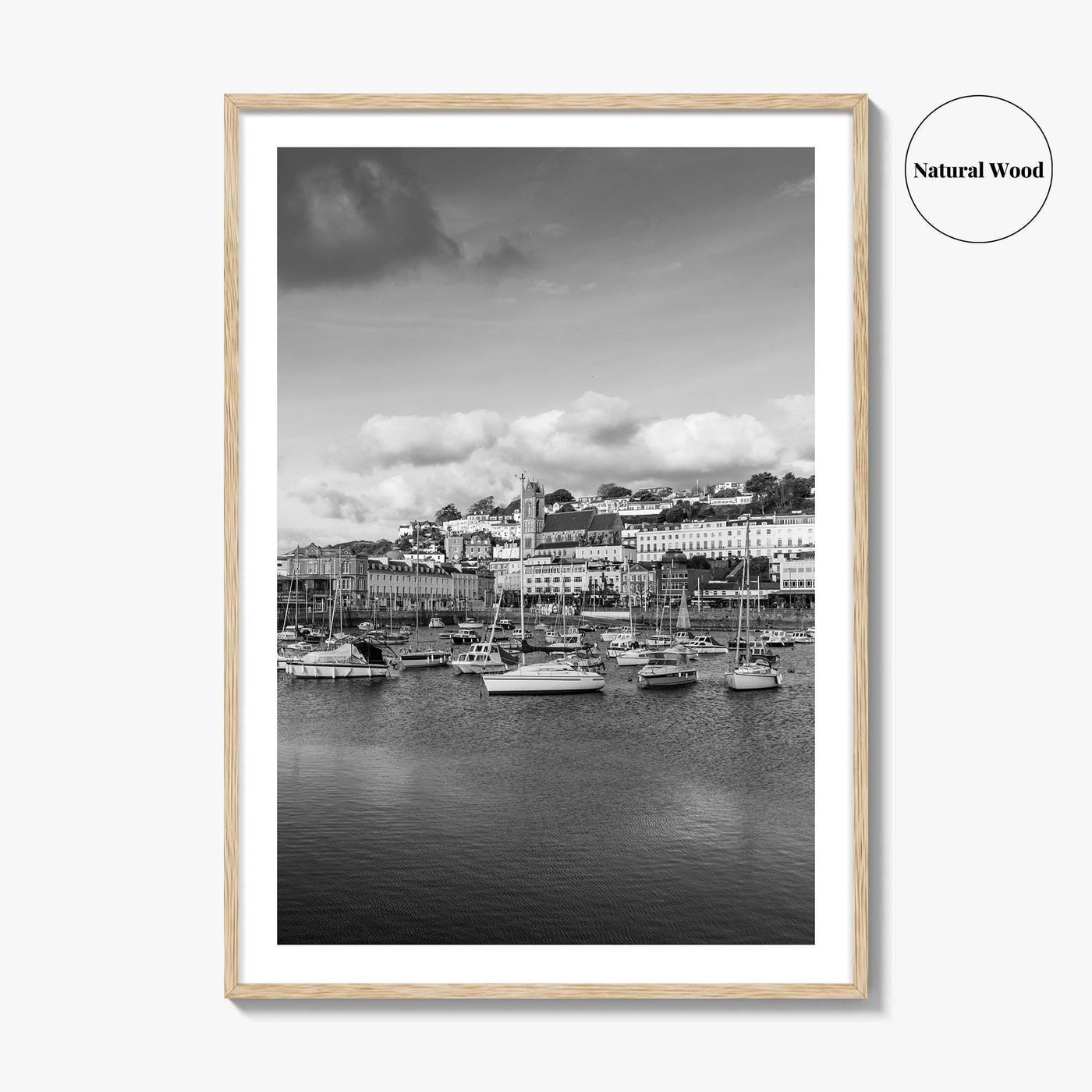 Torquay Black and White Fine Art Photo Print, Inner Harbour Devon England Torbay Poster