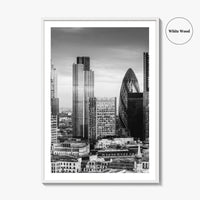 London Skyline Black and White Fine Art Photo Print, England Poster, Financial District