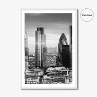 London Skyline Black and White Fine Art Photo Print, England Poster, Financial District