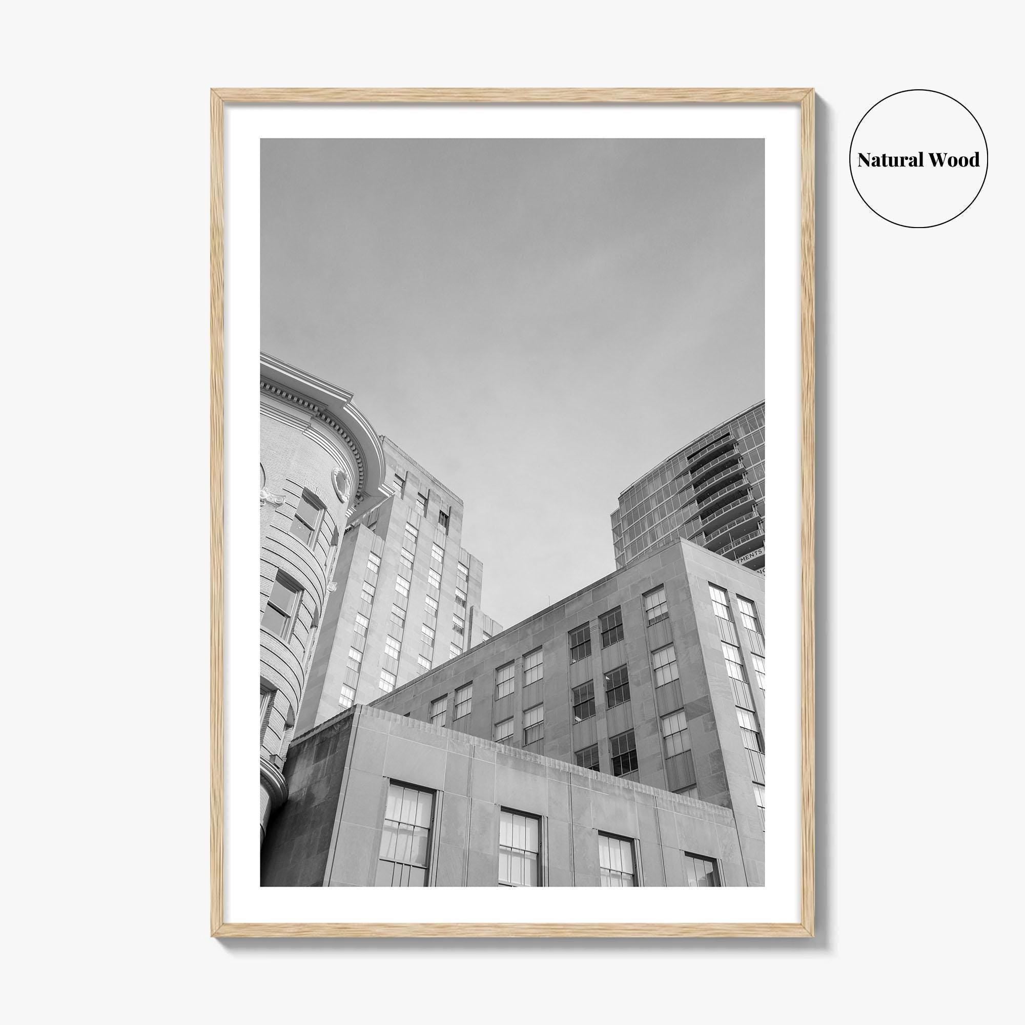 Durham NC Skyline Black and White Fine Art Photo Print, Wall Poster, USA
