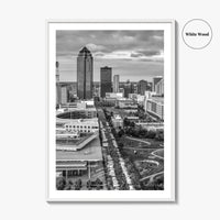 Des Moines Skyline Black and White Fine Art Photo Print, Iowa Poster, United States
