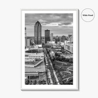 Des Moines Skyline Black and White Fine Art Photo Print, Iowa Poster, United States