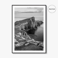 Neist Point Lighthouse Black and White Fine Art Photo Print, Isle of Skye Poster