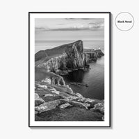 Neist Point Lighthouse Black and White Fine Art Photo Print, Isle of Skye Poster