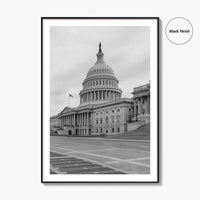 Washington DC Black and White Fine Art Photo Print, US Capitol, Wall Decor Poster