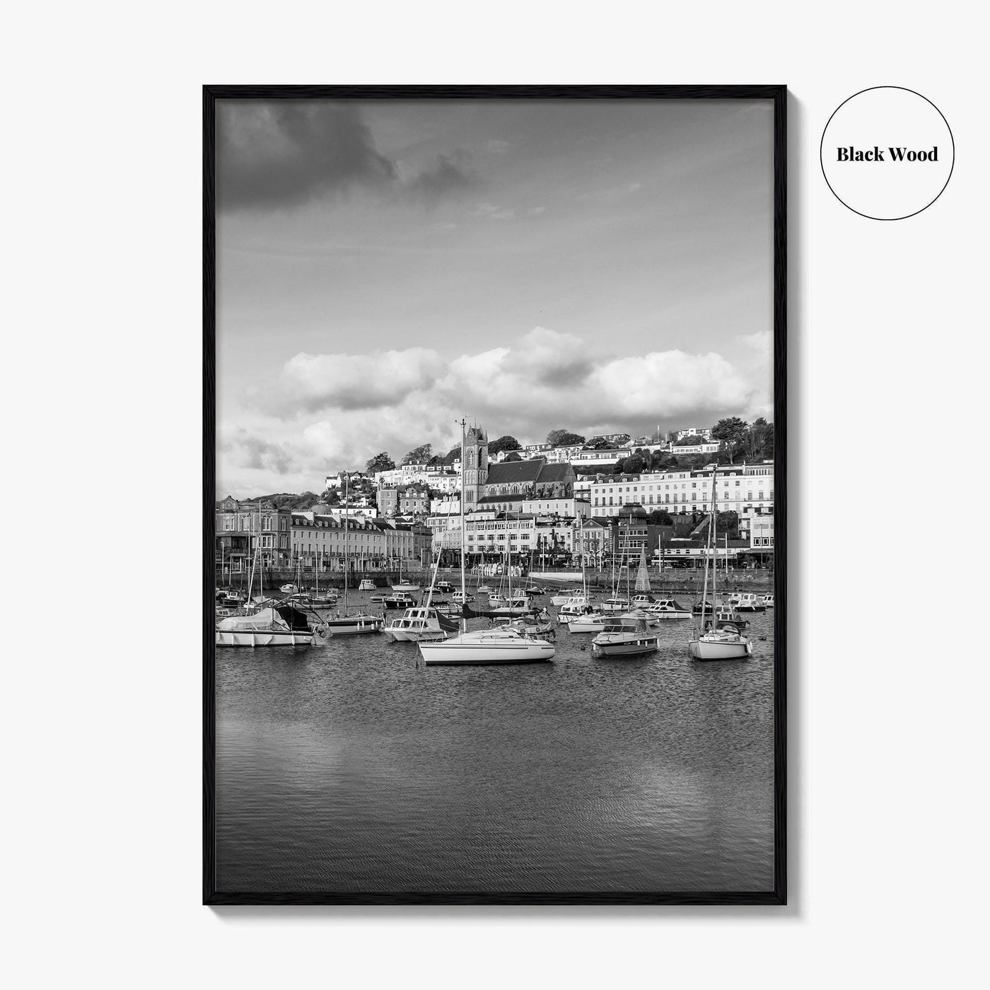 Torquay Black and White Fine Art Photo Print, Inner Harbour Devon England Torbay Poster