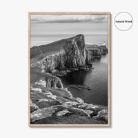 Neist Point Lighthouse Black and White Fine Art Photo Print, Isle of Skye Poster