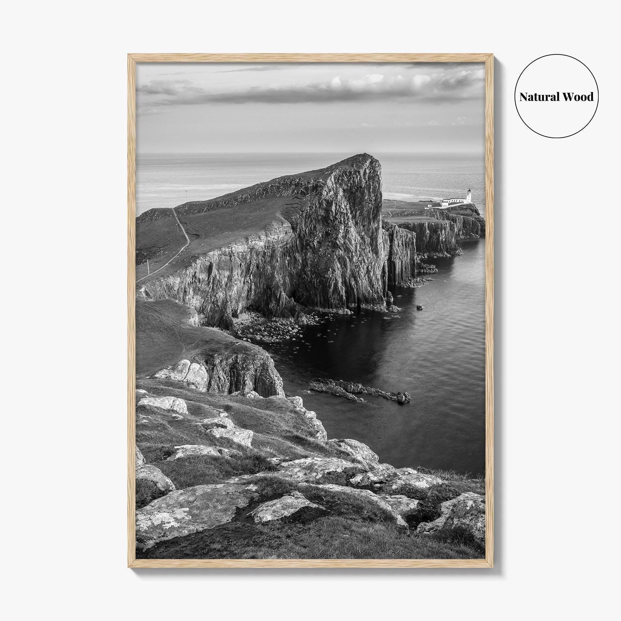 Neist Point Lighthouse Black and White Fine Art Photo Print, Isle of Skye Poster