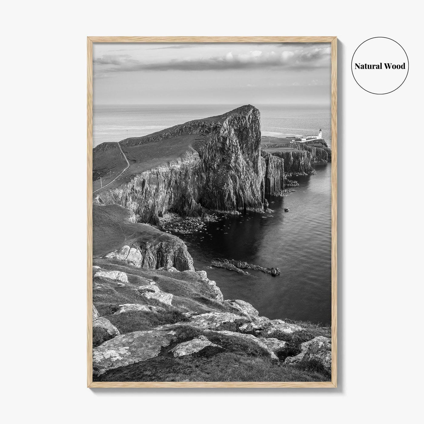 Neist Point Lighthouse Black and White Fine Art Photo Print, Isle of Skye Poster