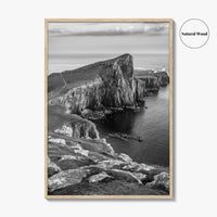 Neist Point Lighthouse Black and White Fine Art Photo Print, Isle of Skye Poster