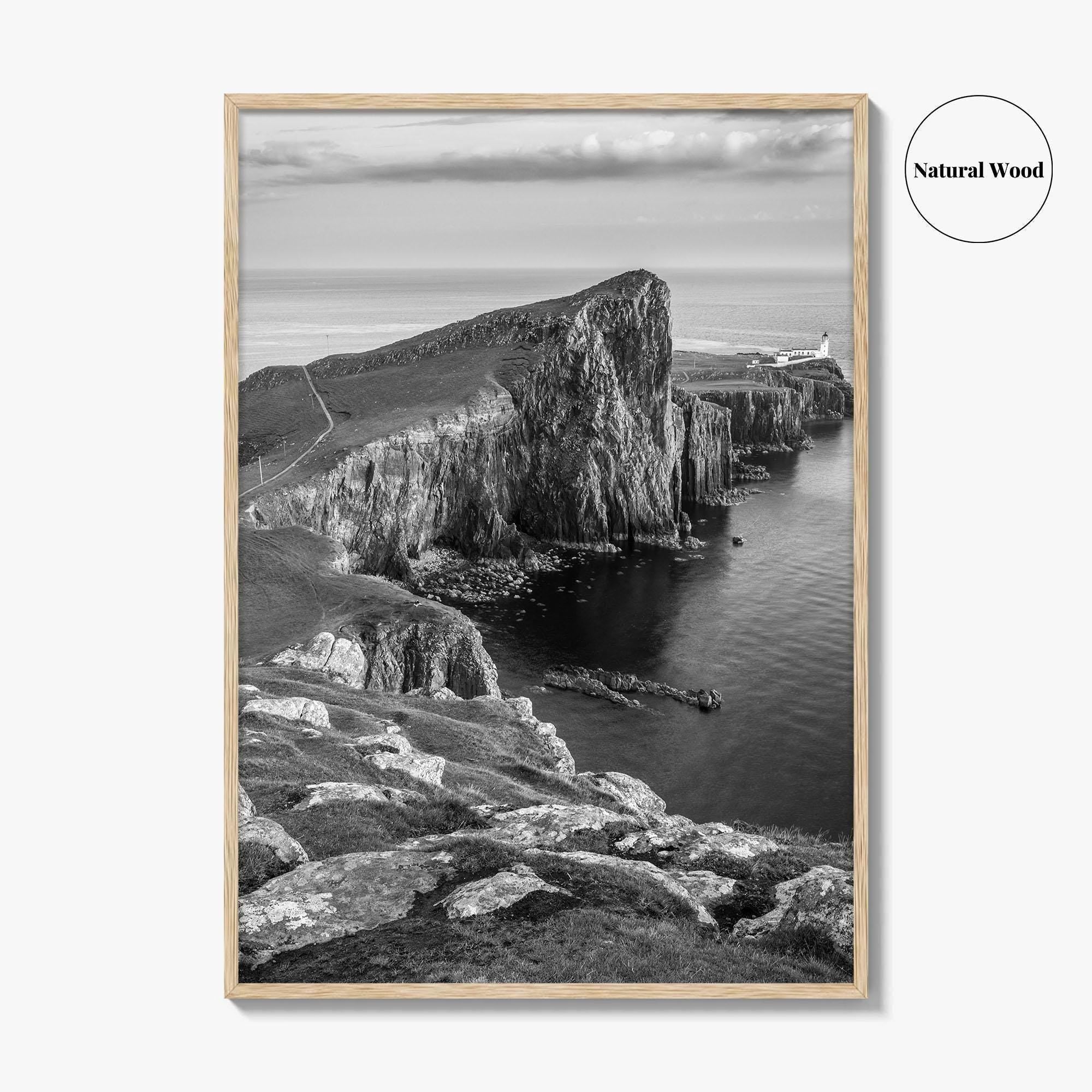Neist Point Lighthouse Black and White Fine Art Photo Print, Isle of Skye Poster