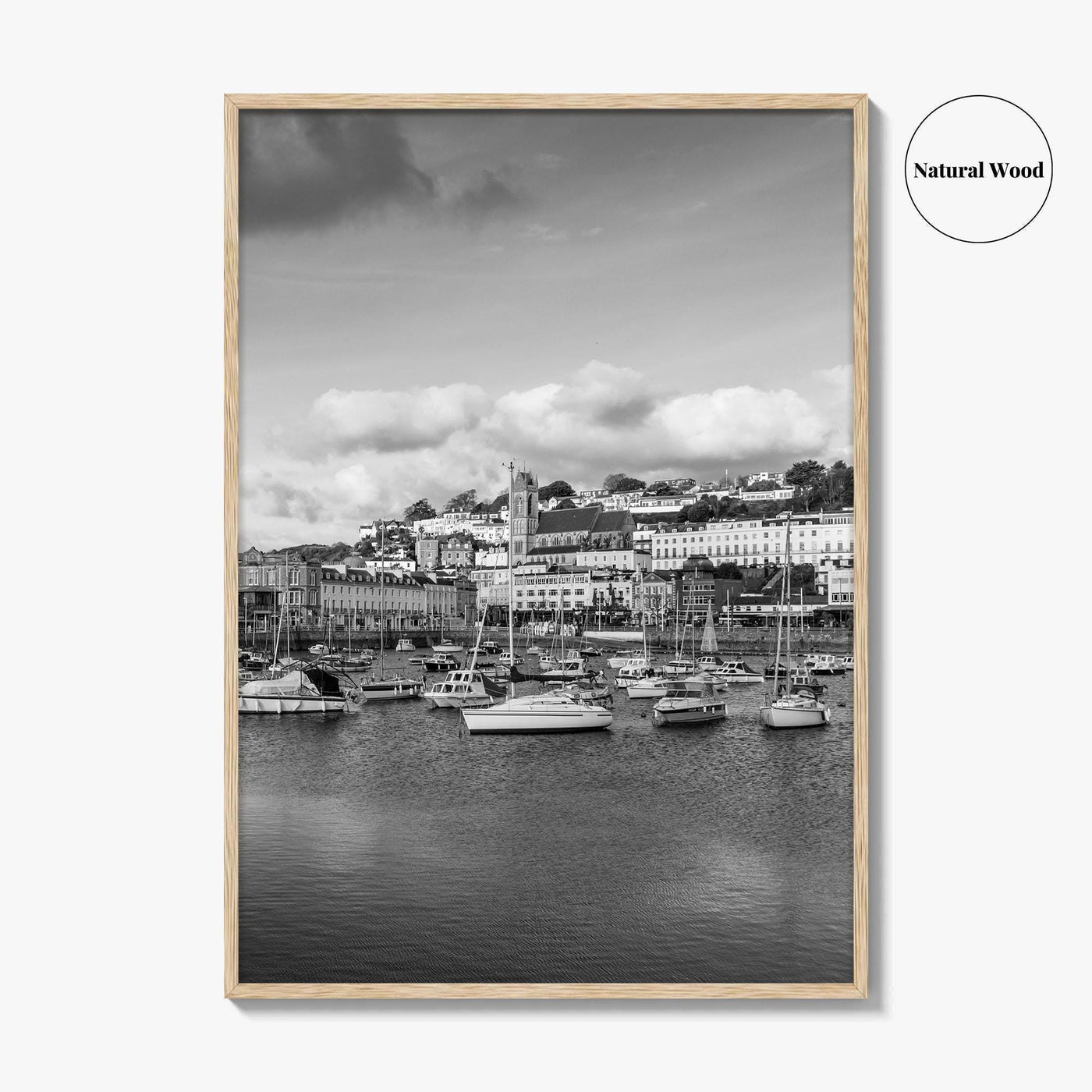 Torquay Black and White Fine Art Photo Print, Inner Harbour Devon England Torbay Poster
