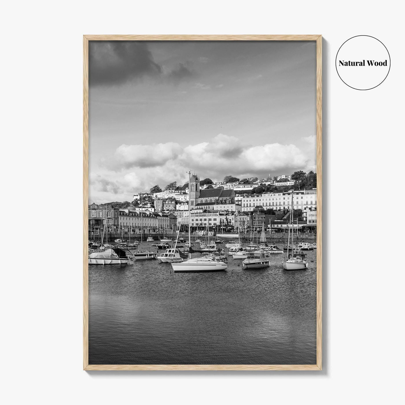Torquay Black and White Fine Art Photo Print, Inner Harbour Devon England Torbay Poster