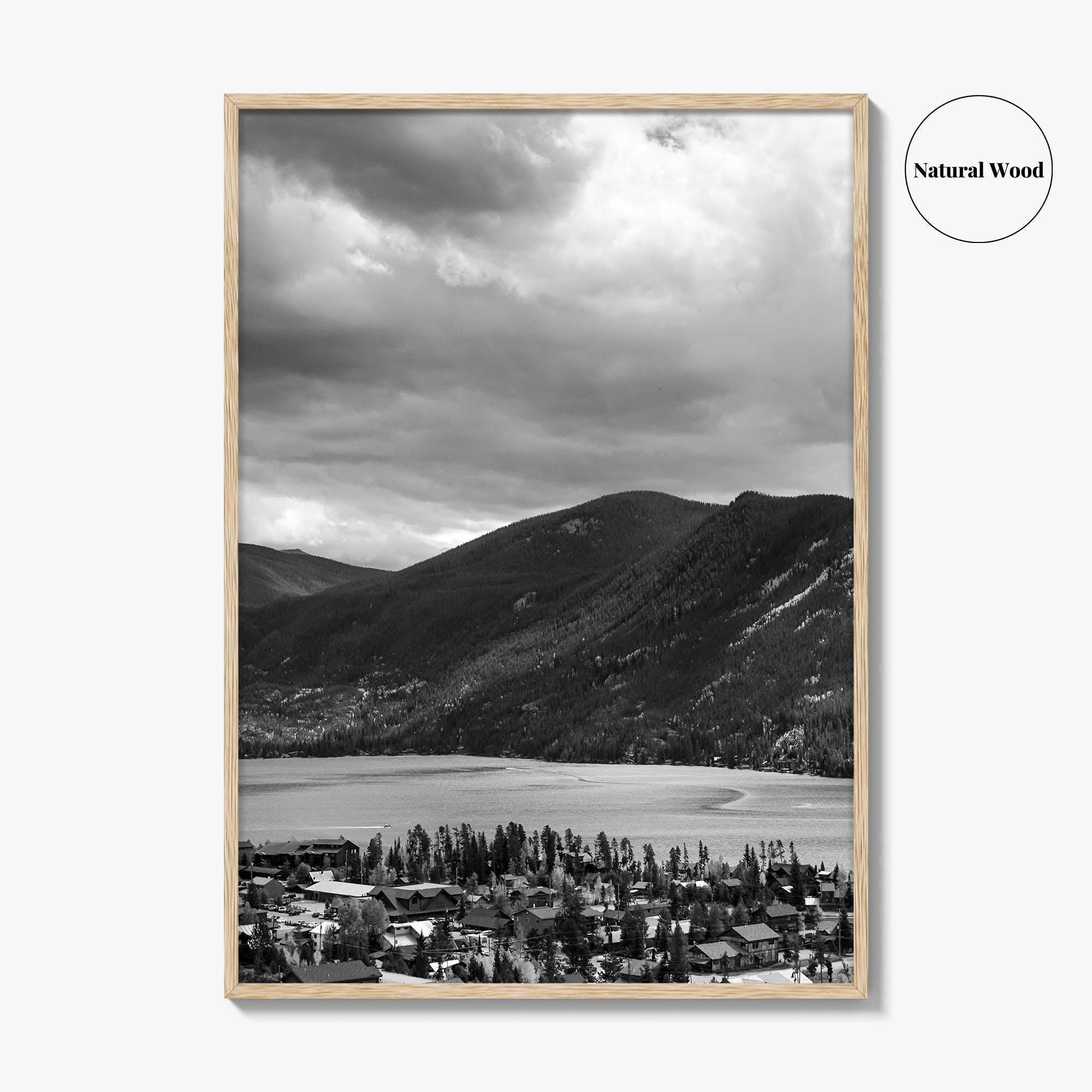 Estes Park Black and White Fine Art Photo Print, Lake Estes, Colorado, RMNP Poster