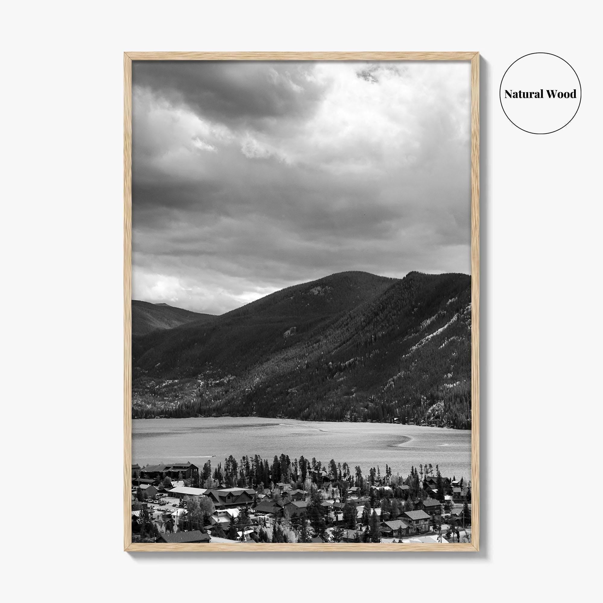 Estes Park Black and White Fine Art Photo Print, Lake Estes, Colorado, RMNP Poster