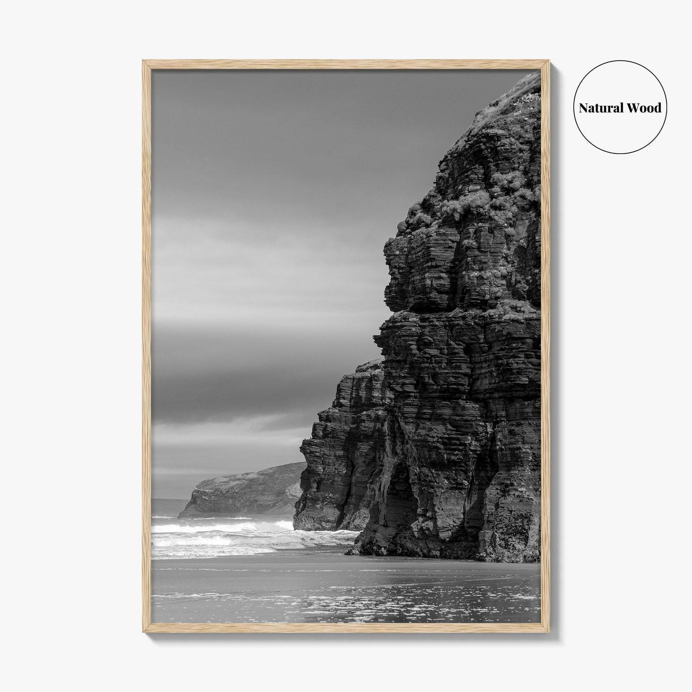 Ballybunion Beach Black and White Fine Art Photo Print, County Kerry Ireland, Cliffs Poster