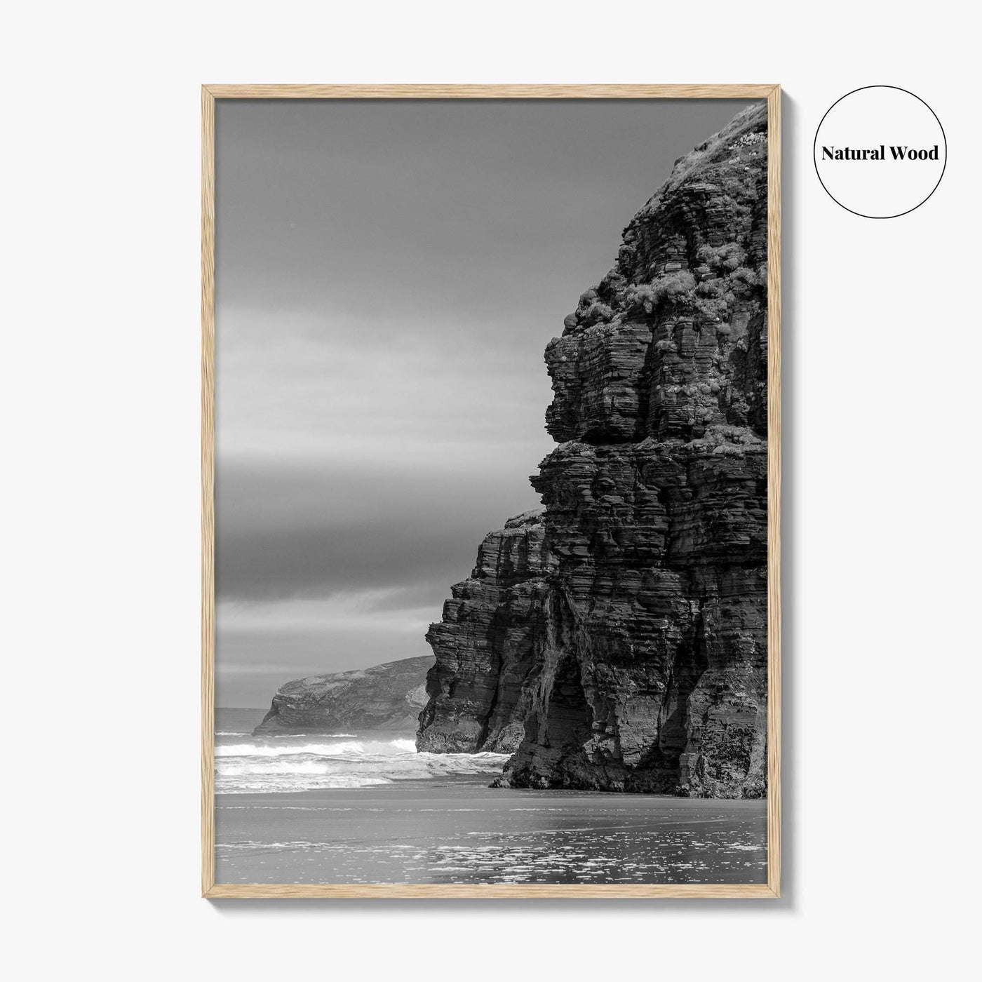 Ballybunion Beach Black and White Fine Art Photo Print, County Kerry Ireland, Cliffs Poster