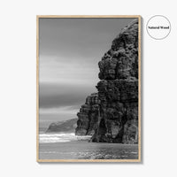 Ballybunion Beach Black and White Fine Art Photo Print, County Kerry Ireland, Cliffs Poster