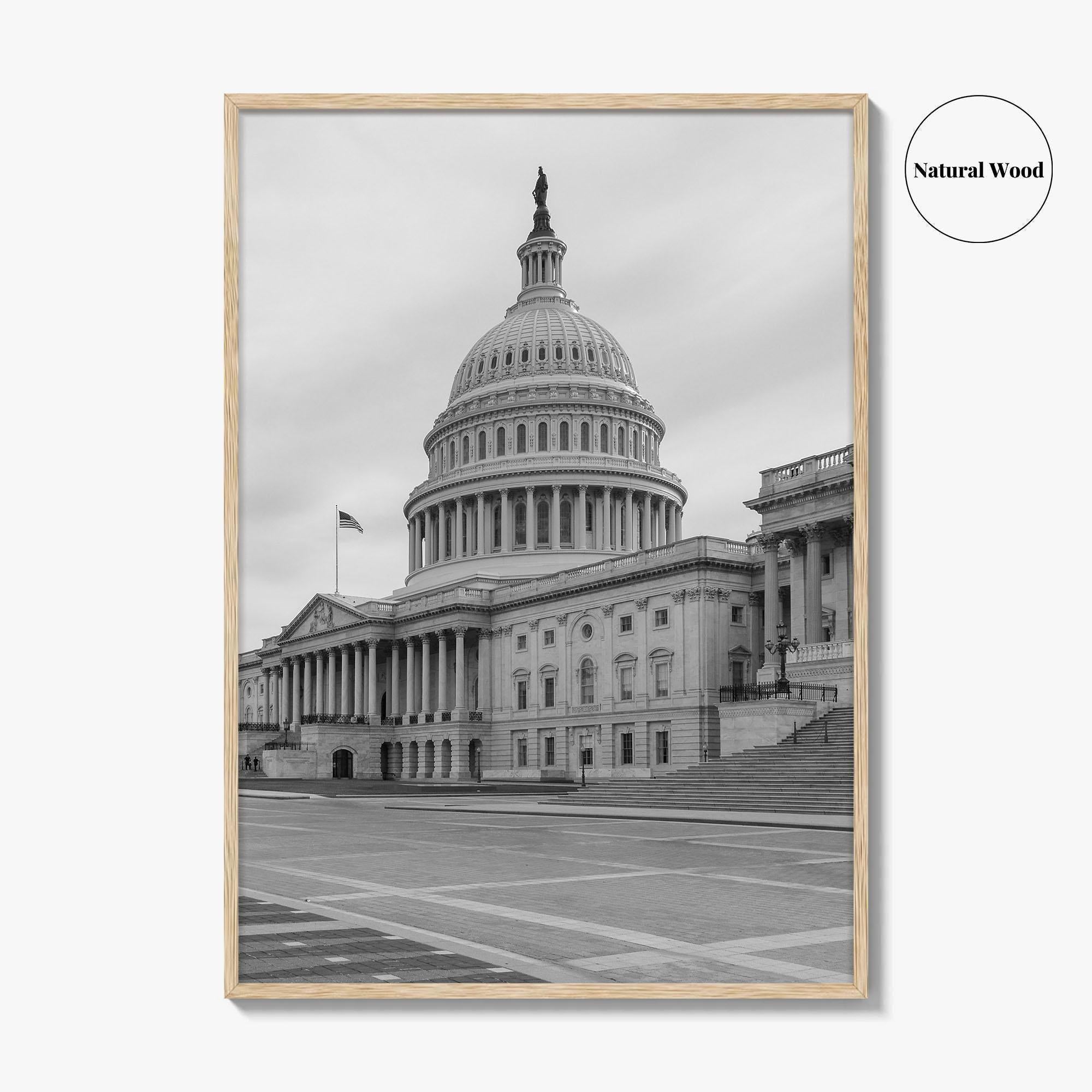 Washington DC Black and White Fine Art Photo Print, US Capitol, Wall Decor Poster