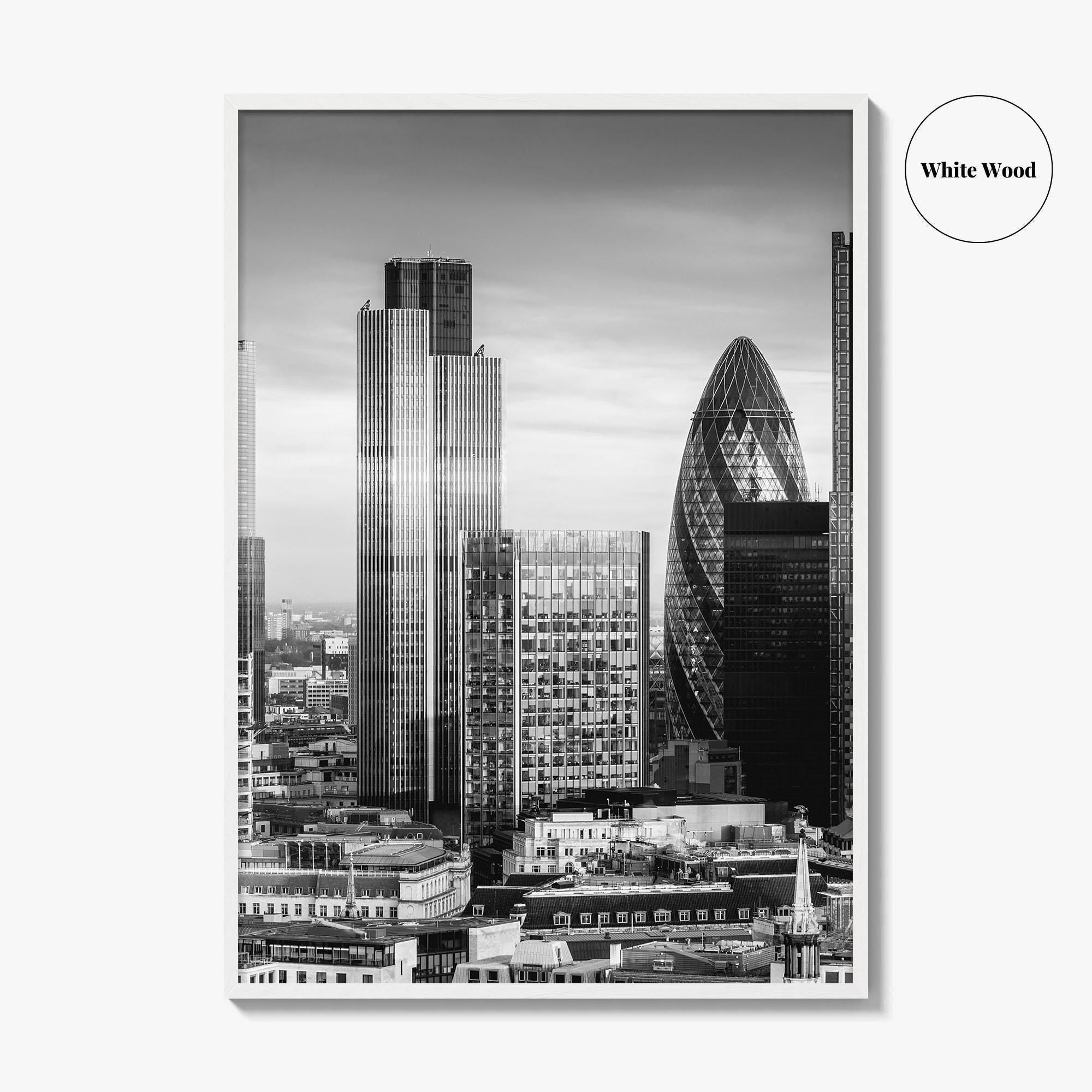London Skyline Black and White Fine Art Photo Print, England Poster, Financial District