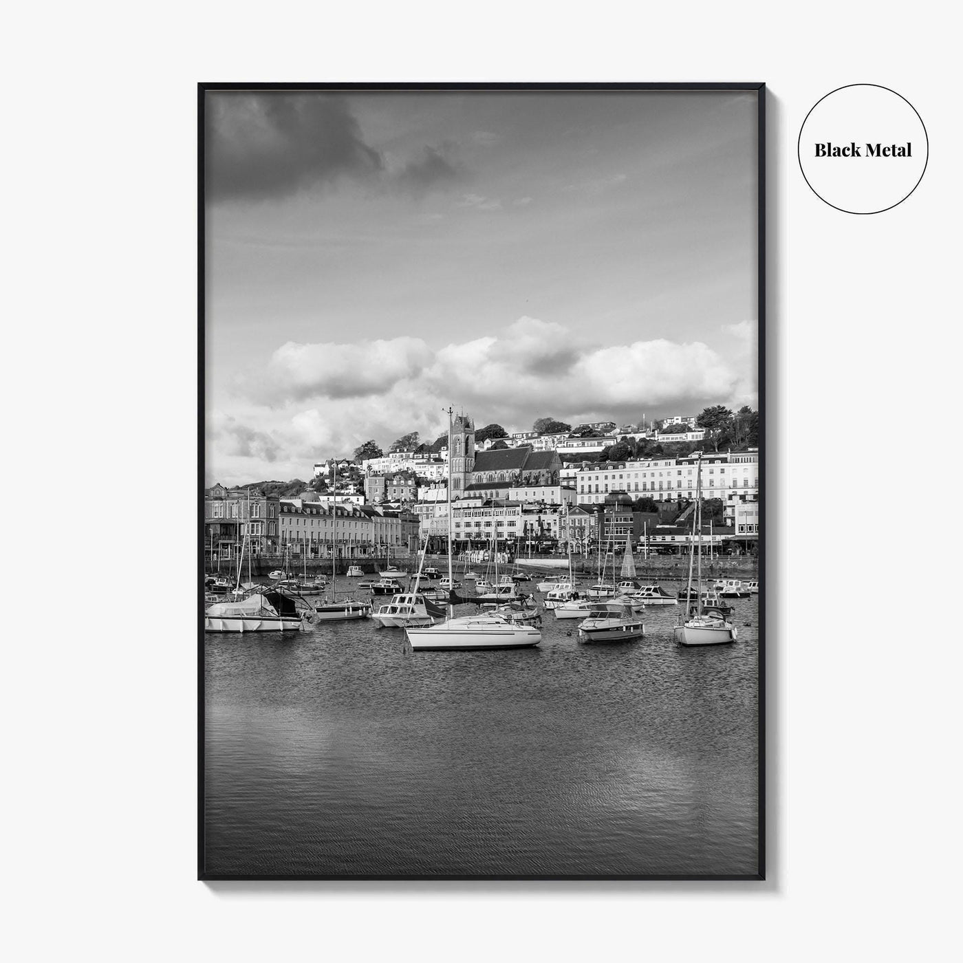 Torquay Black and White Fine Art Photo Print, Inner Harbour Devon England Torbay Poster