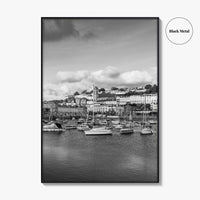 Torquay Black and White Fine Art Photo Print, Inner Harbour Devon England Torbay Poster