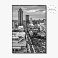 Des Moines Skyline Black and White Fine Art Photo Print, Iowa Poster, United States