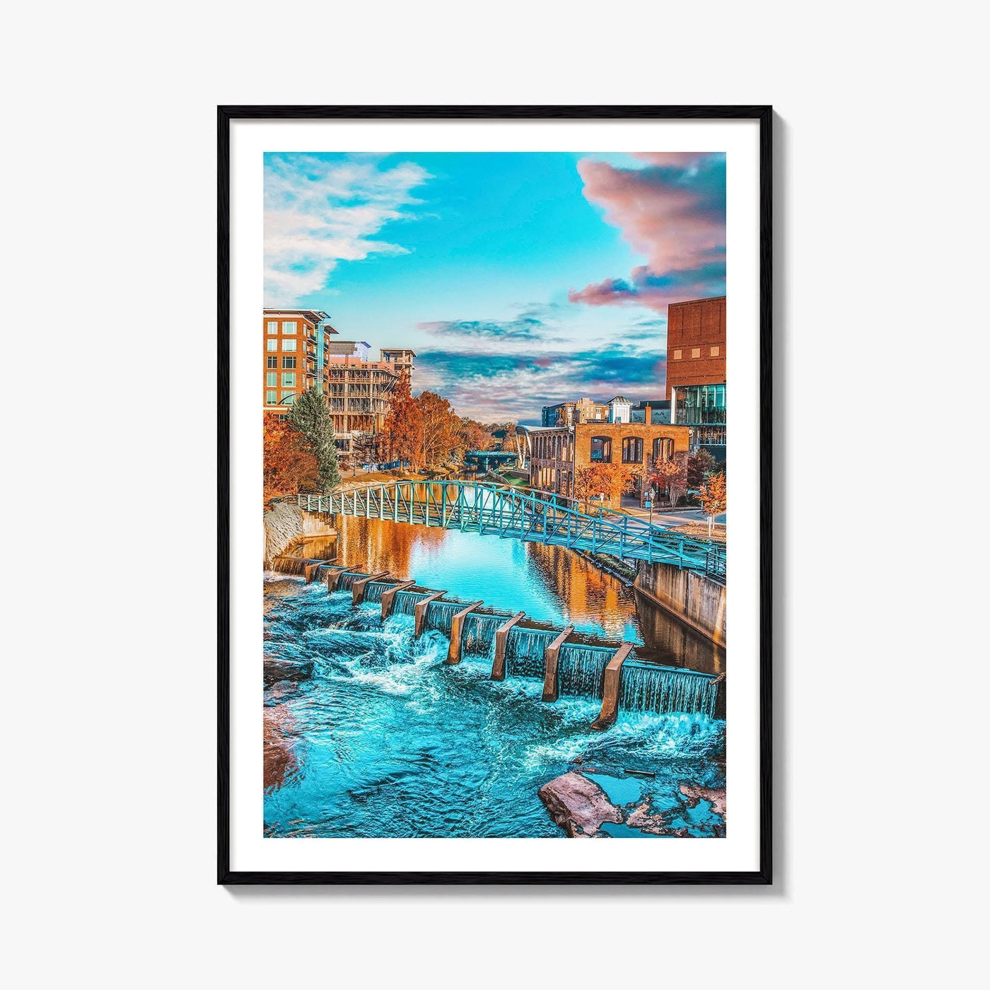 Greenville Skyline Fine Art Photo Print, Reedy River, SC, USA, Poster