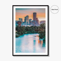 Houston Skyline Fine Art Photo Print, Downtown, Texas USA Wall Poster, East Buffalo Bayou